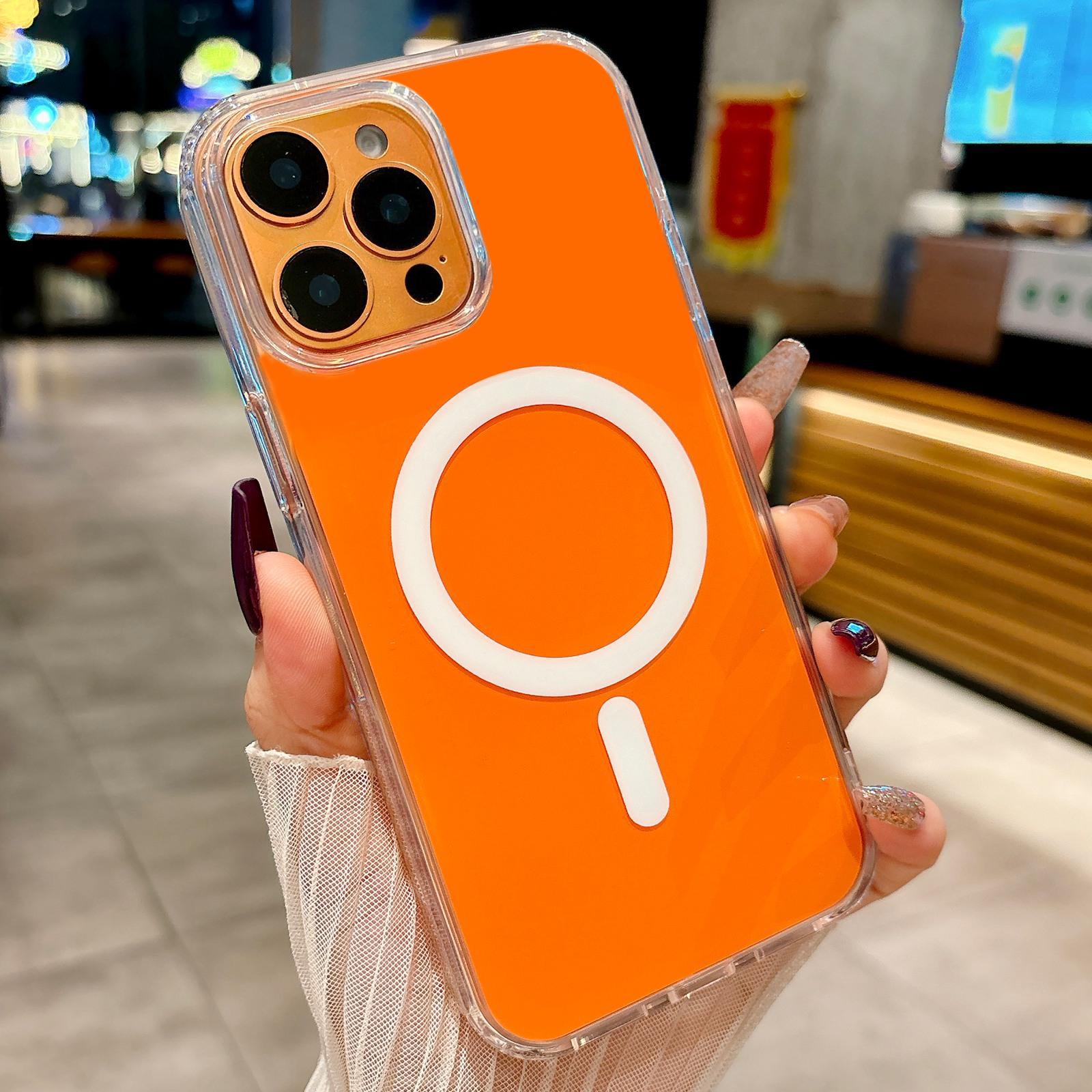 For iPhone 13 Pro Max Acrylic MagSafe Phone Case(Orange) - Shopkiz.com