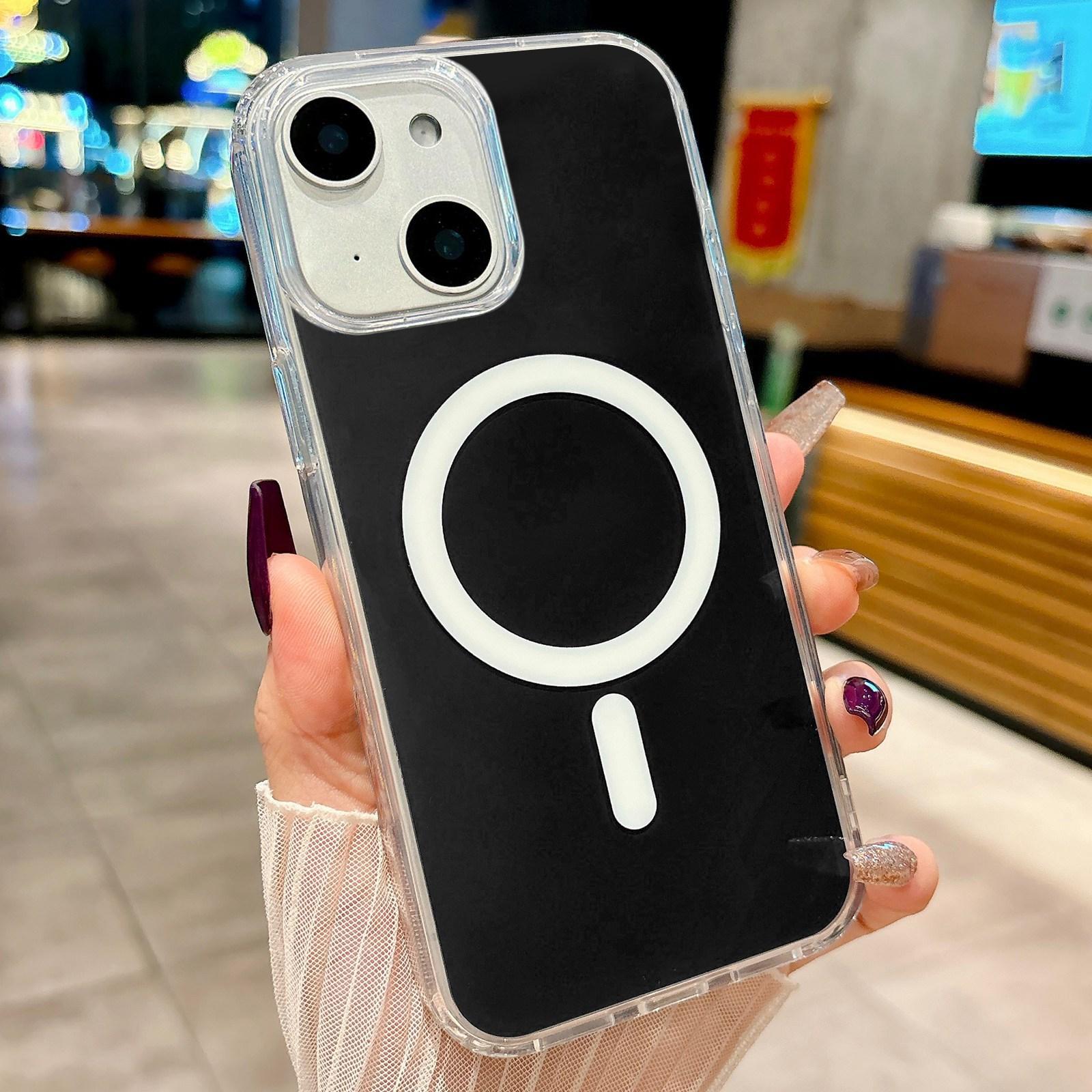 For iPhone 15 Plus Acrylic MagSafe Phone Case(Black) - Shopkiz.com