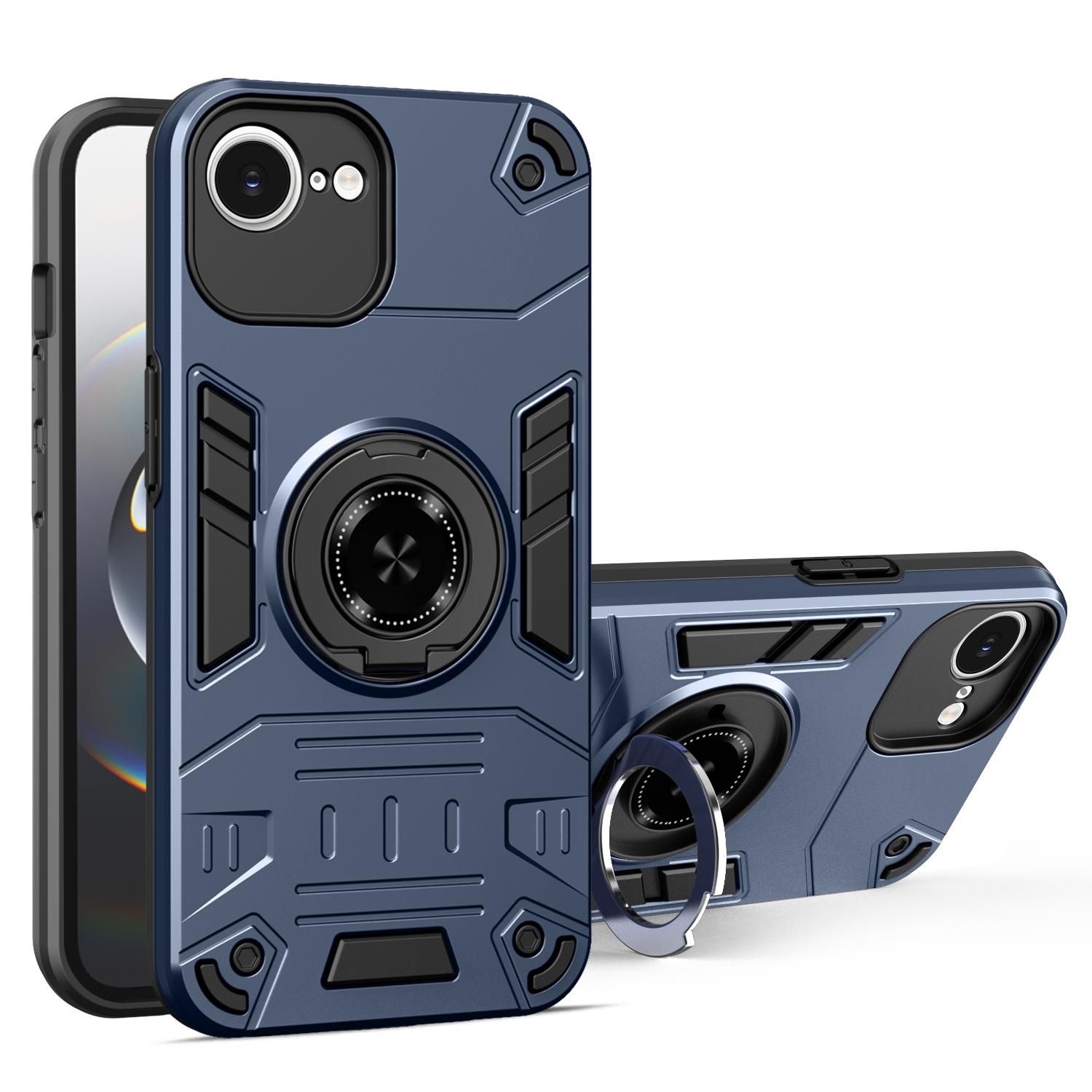 For iPhone 16e Rotating Holder TPU Hybrid PC Phone Case(Royal Blue) - Shopkiz.com