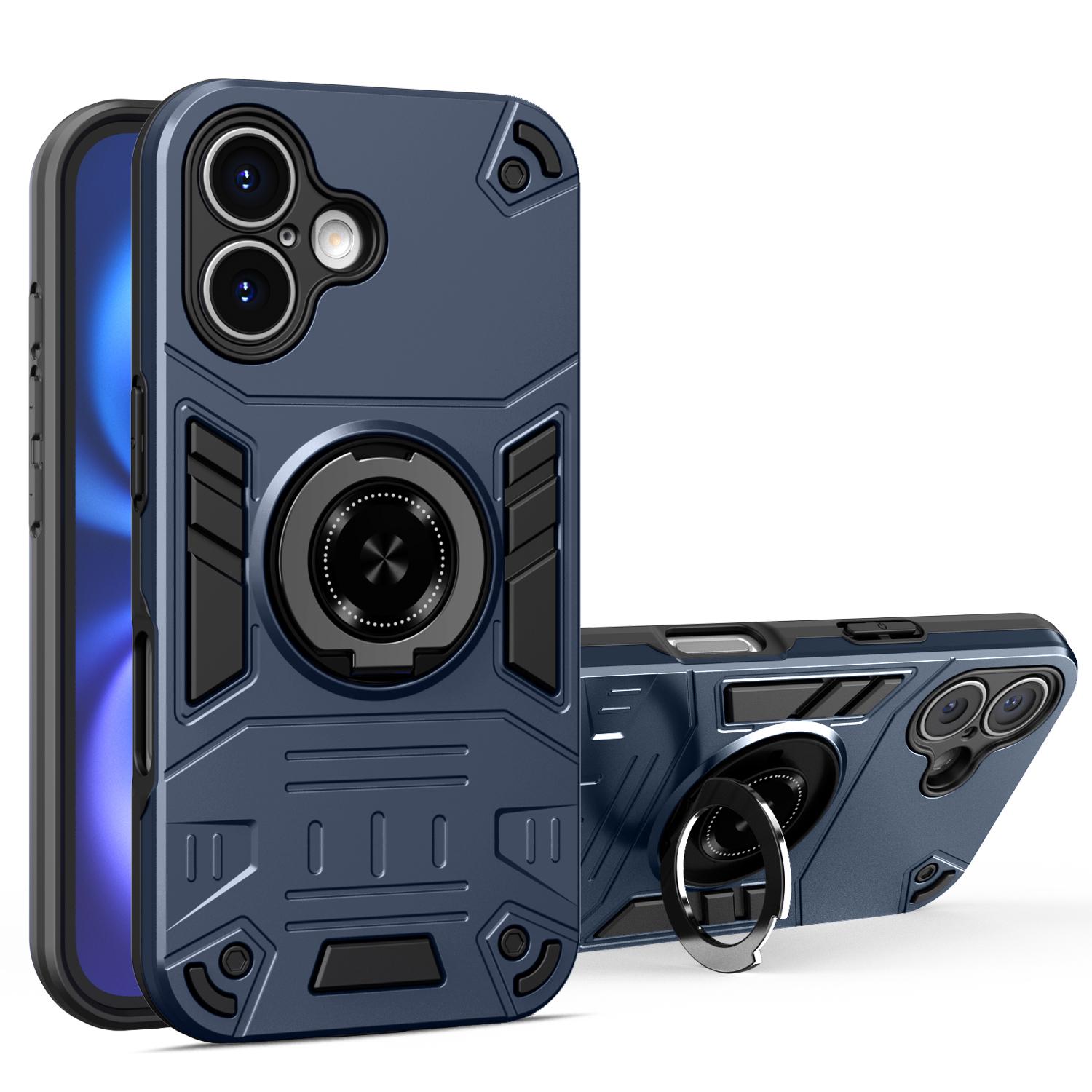 For iPhone 17 Rotating Holder TPU Hybrid PC Phone Case(Royal Blue) - Shopkiz.com