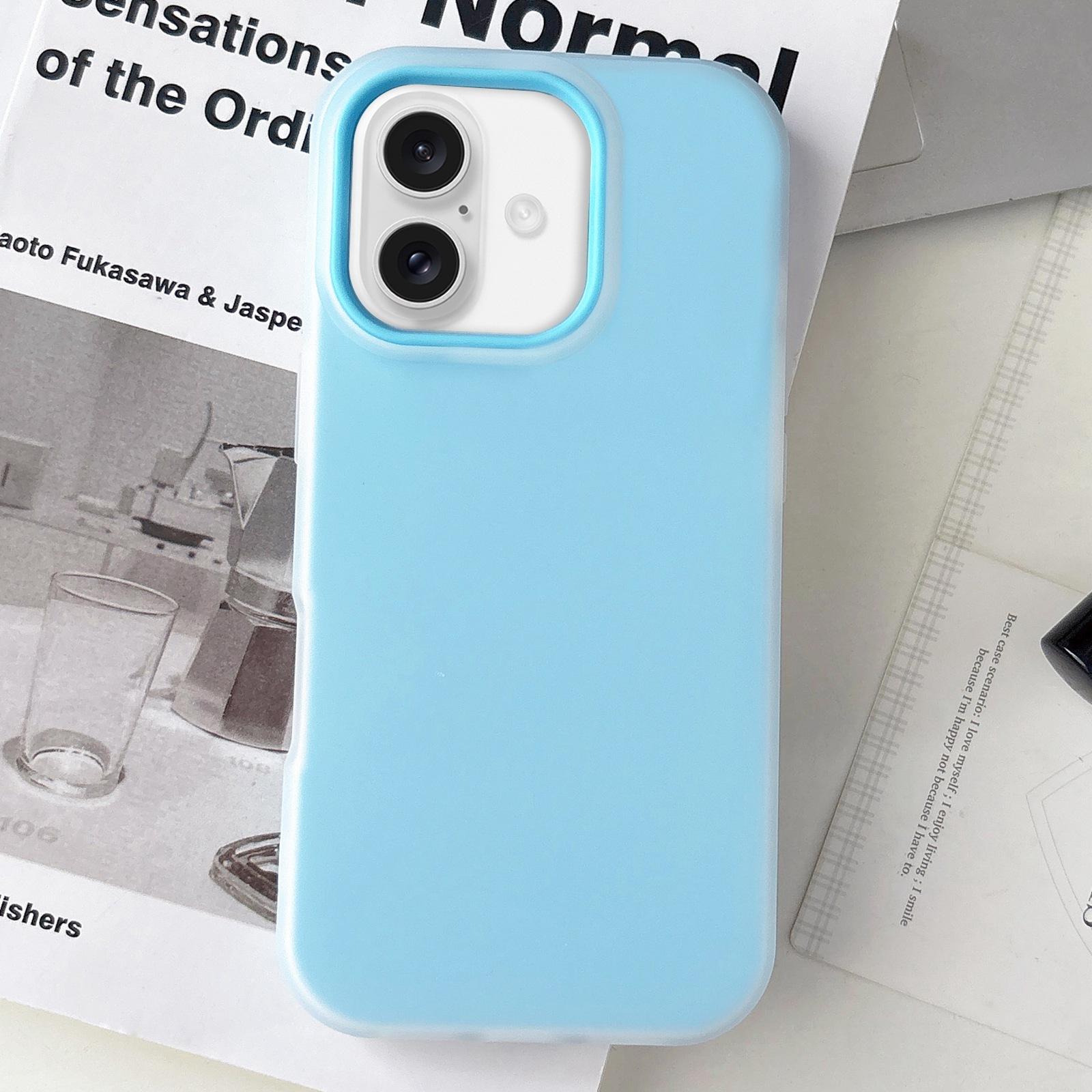 For iPhone 16 Jelly Color Matte Feel PC Hybrid TPU Phone Case(Blue) - Shopkiz.com