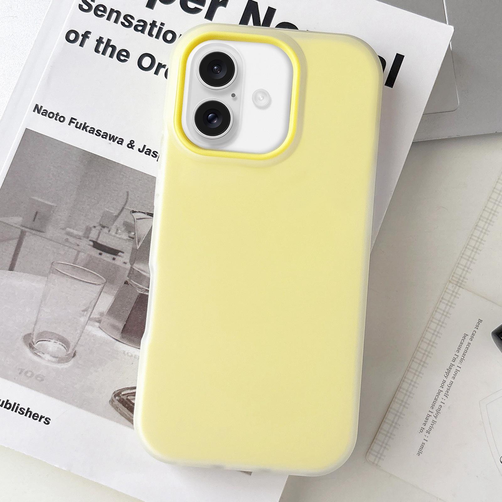 For iPhone 16 Jelly Color Matte Feel PC Hybrid TPU Phone Case(Yellow) - Shopkiz.com