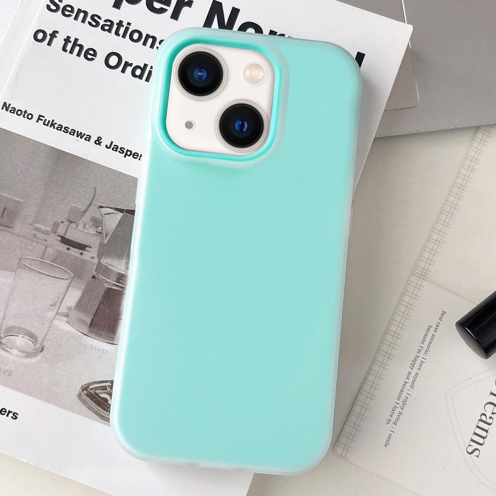 For iPhone 14 Plus Jelly Color Matte Feel PC Hybrid TPU Phone Case(Mint Green) - Shopkiz.com