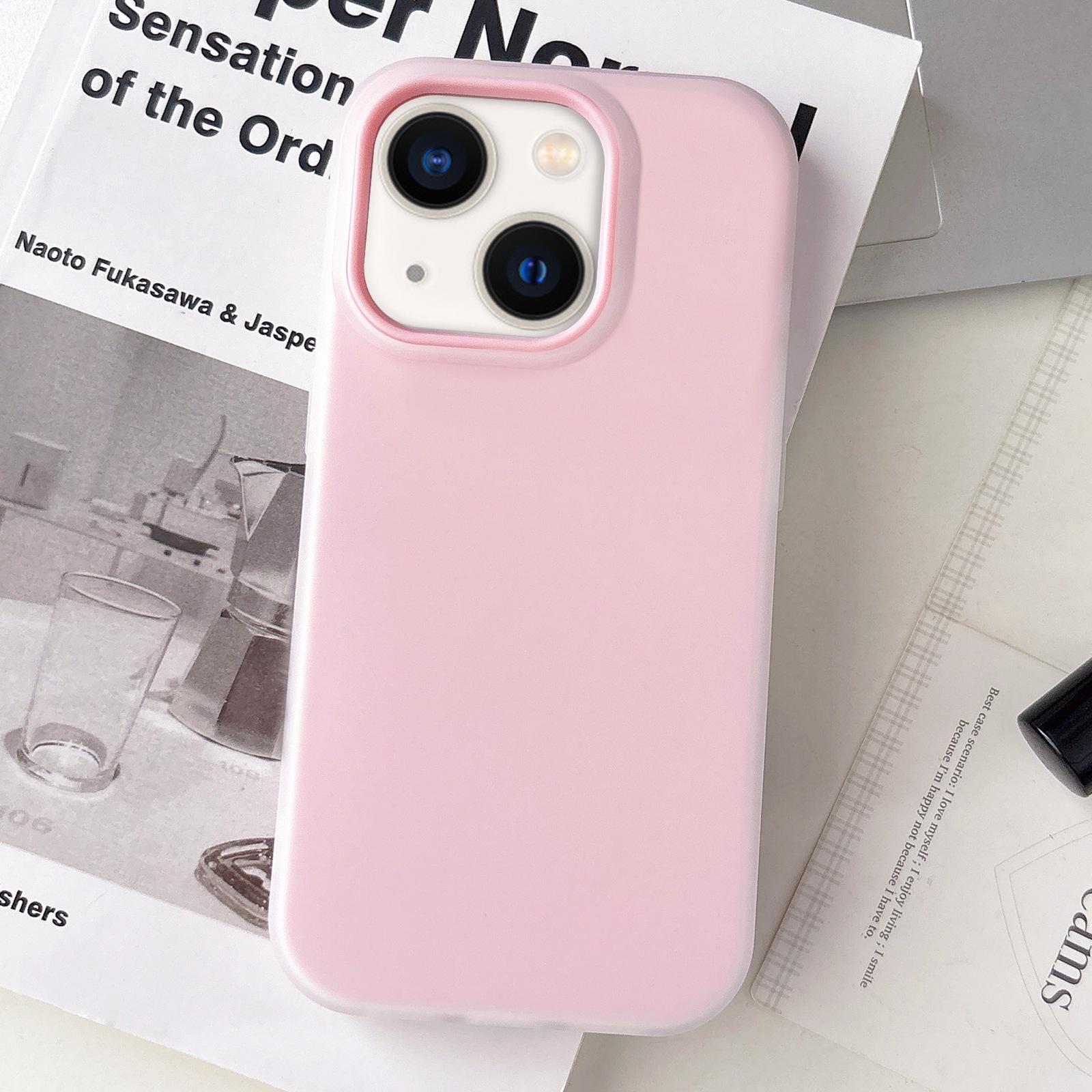 For iPhone 14 Plus Jelly Color Matte Feel PC Hybrid TPU Phone Case(Light Pink) - Shopkiz.com
