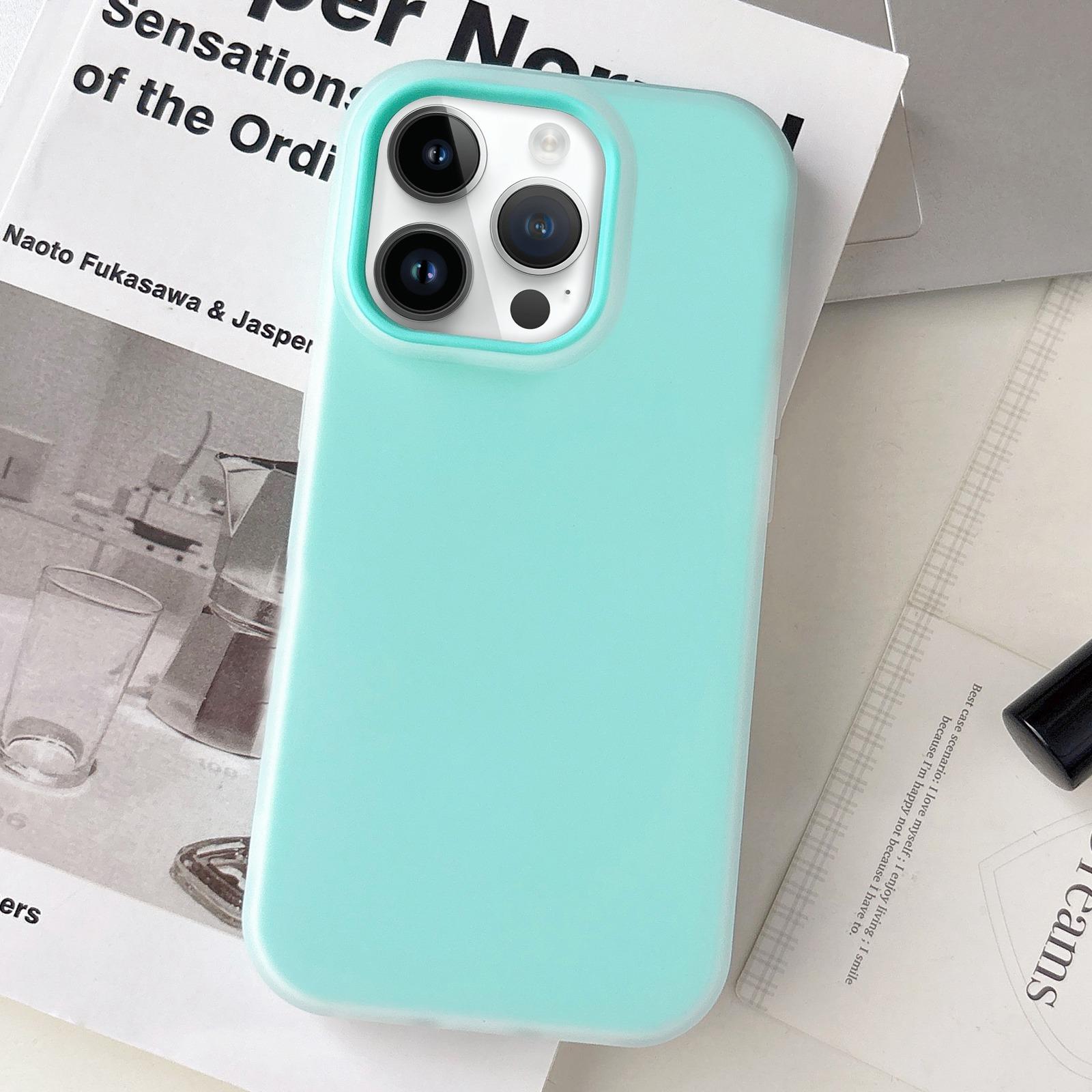 For iPhone 14 Pro Jelly Color Matte Feel PC Hybrid TPU Phone Case(Mint Green) - Shopkiz.com