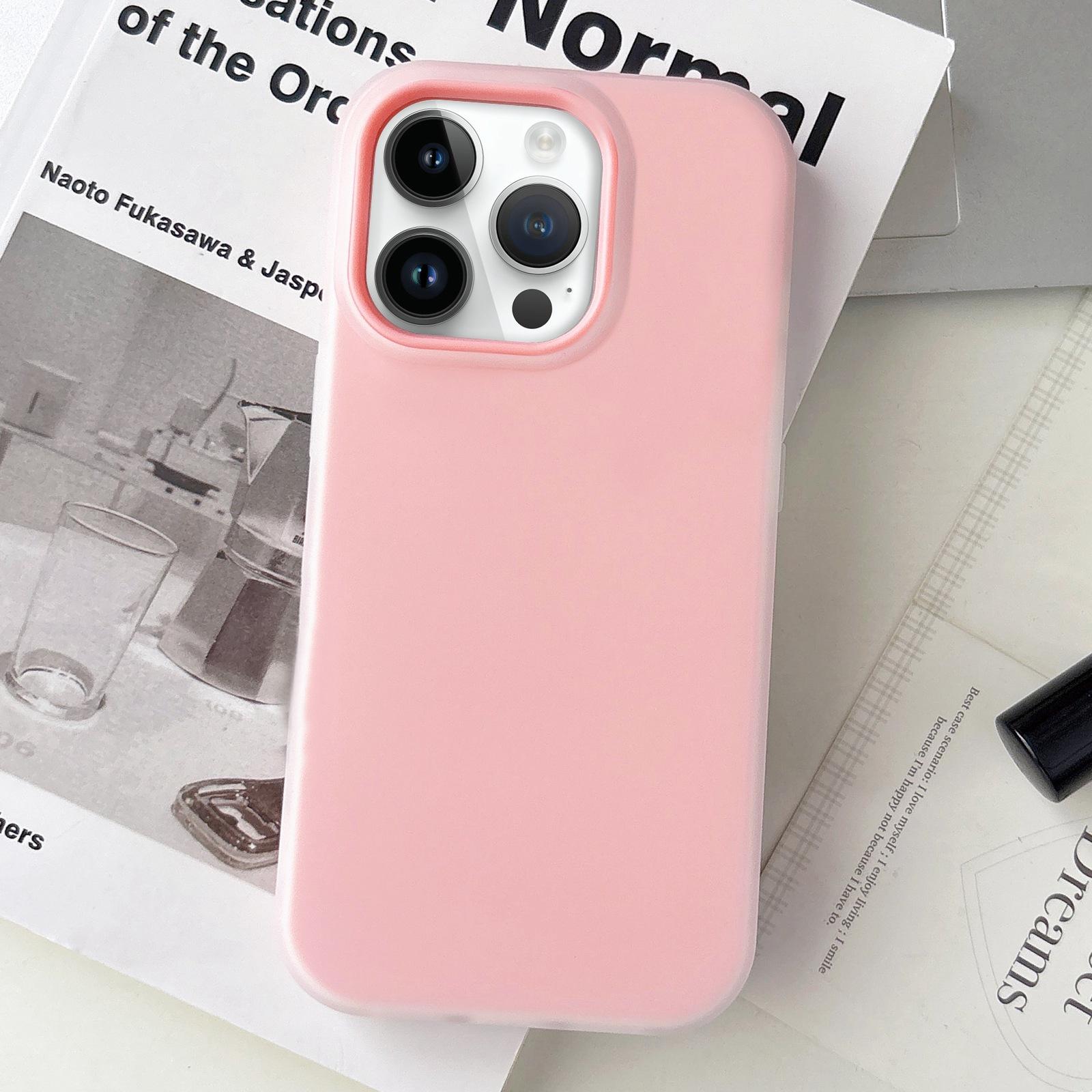 For iPhone 13 Pro Jelly Color Matte Feel PC Hybrid TPU Phone Case(Pink) - Shopkiz.com