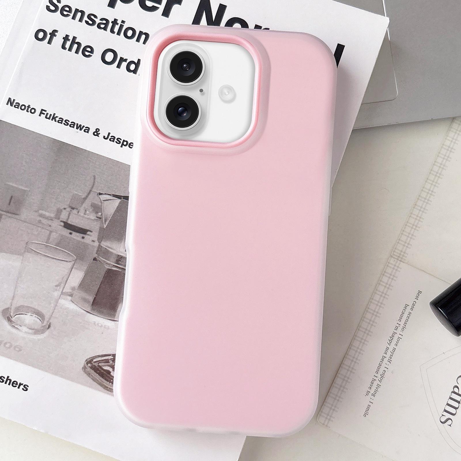 For iPhone 16 Plus Jelly Color Matte Feel PC Hybrid TPU Phone Case(Light Pink) - Shopkiz.com