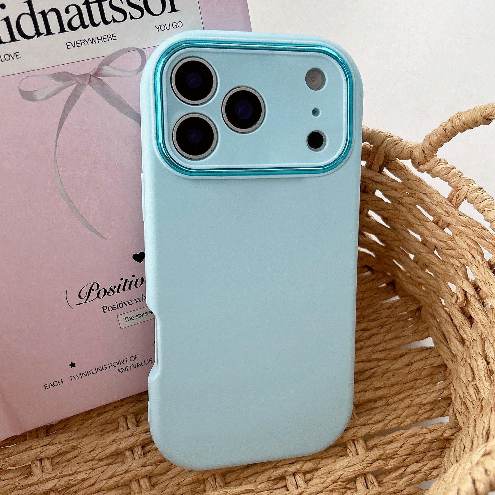 For iPhone 17 Pro Max Fat Dun Solid Color Metal Photo Frame TPU Phone Case(Blue) - Shopkiz.com