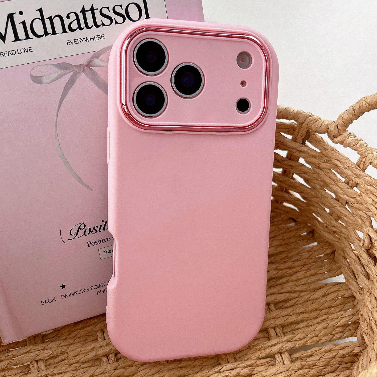 For iPhone 17 Pro Fat Dun Solid Color Metal Photo Frame TPU Phone Case(Pink) - Shopkiz.com