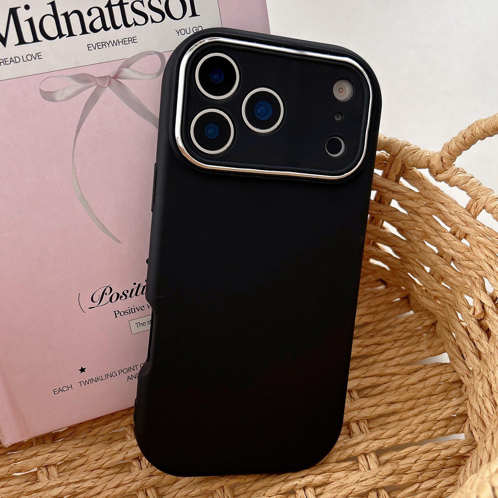 For iPhone 17 Pro Fat Dun Solid Color Metal Photo Frame TPU Phone Case(Black) - Shopkiz.com