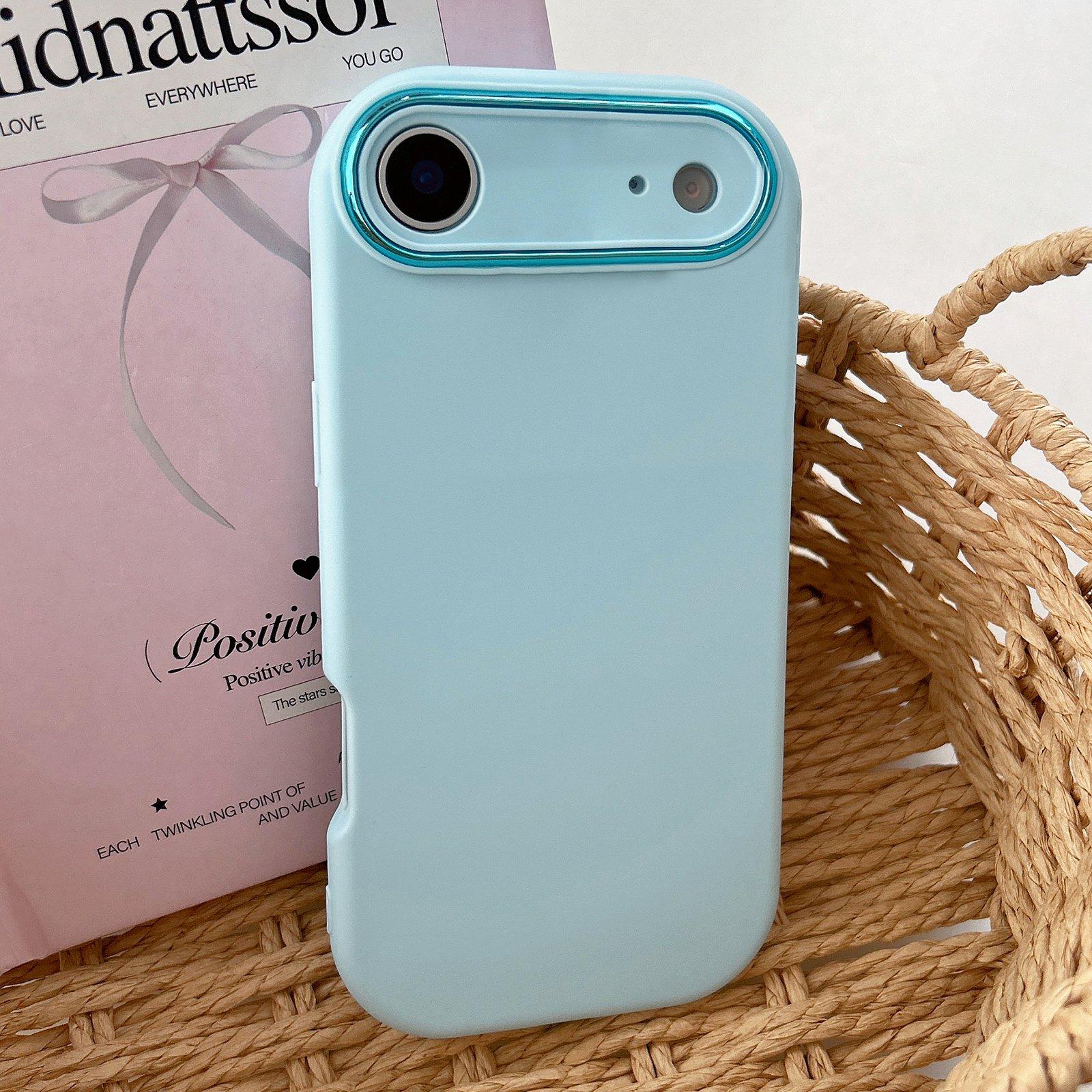 For iPhone Air Fat Dun Solid Color Metal Photo Frame TPU Phone Case(Blue) - Shopkiz.com