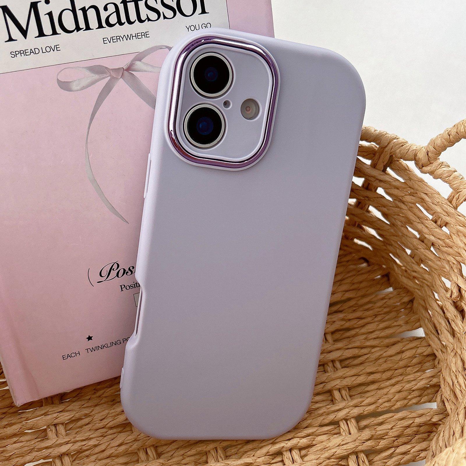 For iPhone 16 Plus Fat Dun Solid Color Metal Photo Frame TPU Phone Case(Purple) - Shopkiz.com