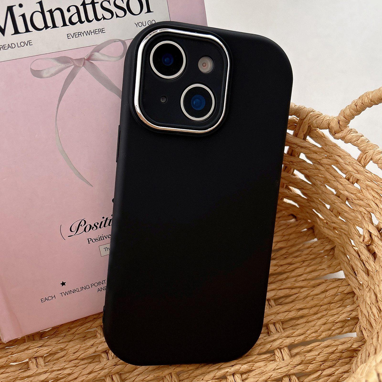 For iPhone 15 Plus Fat Dun Solid Color Metal Photo Frame TPU Phone Case(Black) - Shopkiz.com