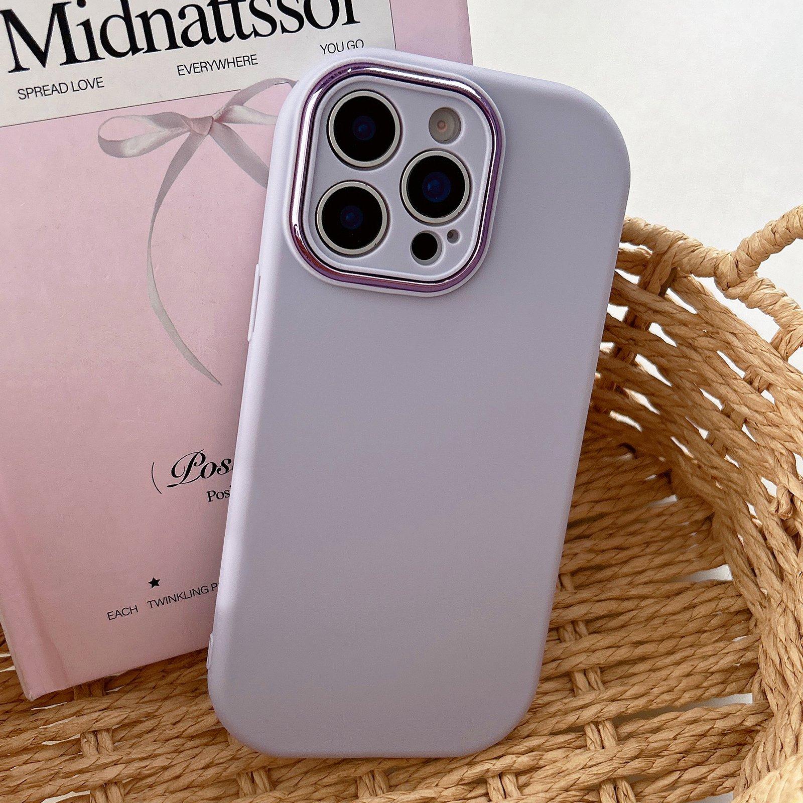 For iPhone 14 Pro Fat Dun Solid Color Metal Photo Frame TPU Phone Case(Purple) - Shopkiz.com