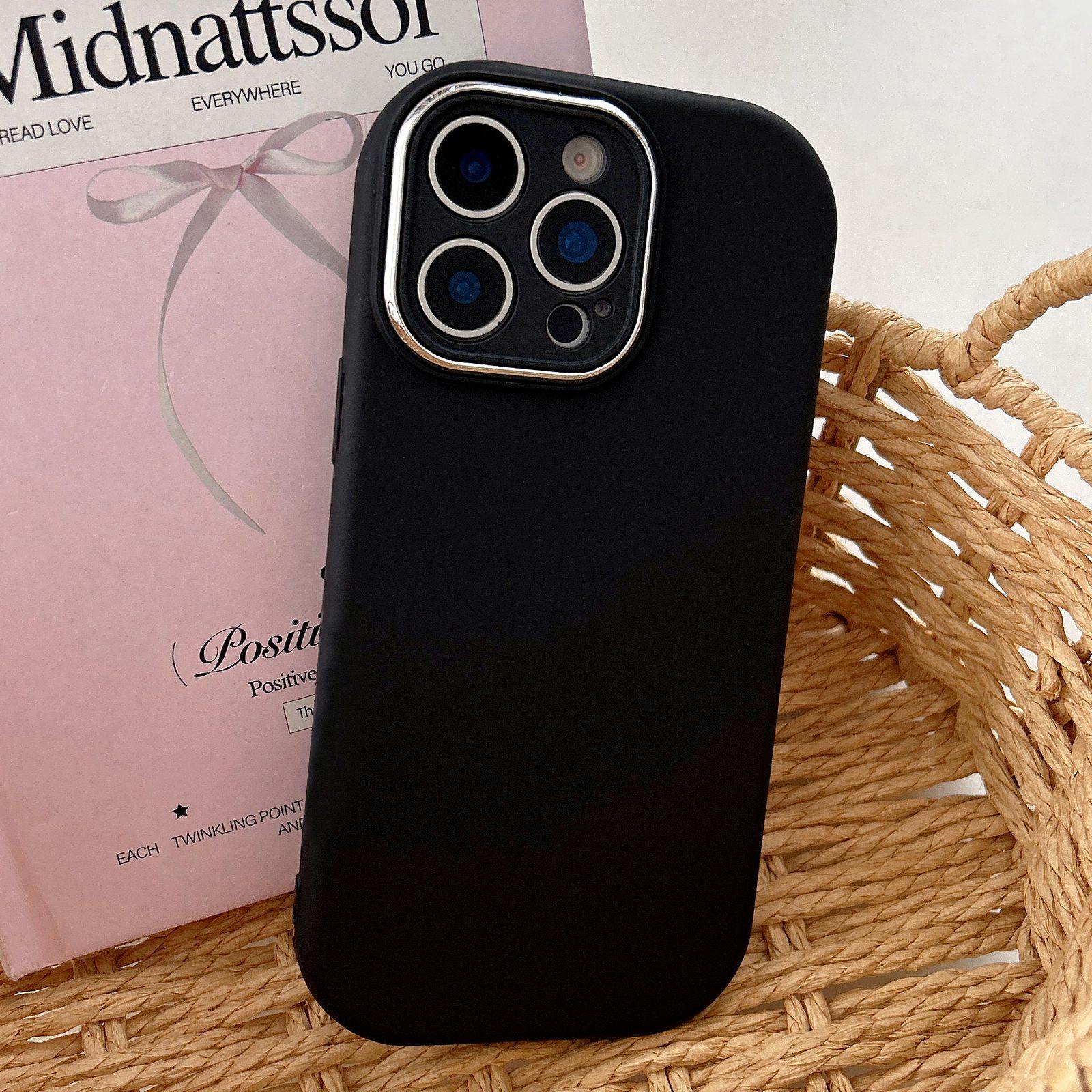 For iPhone 14 Pro Max Fat Dun Solid Color Metal Photo Frame TPU Phone Case(Black) - Shopkiz.com