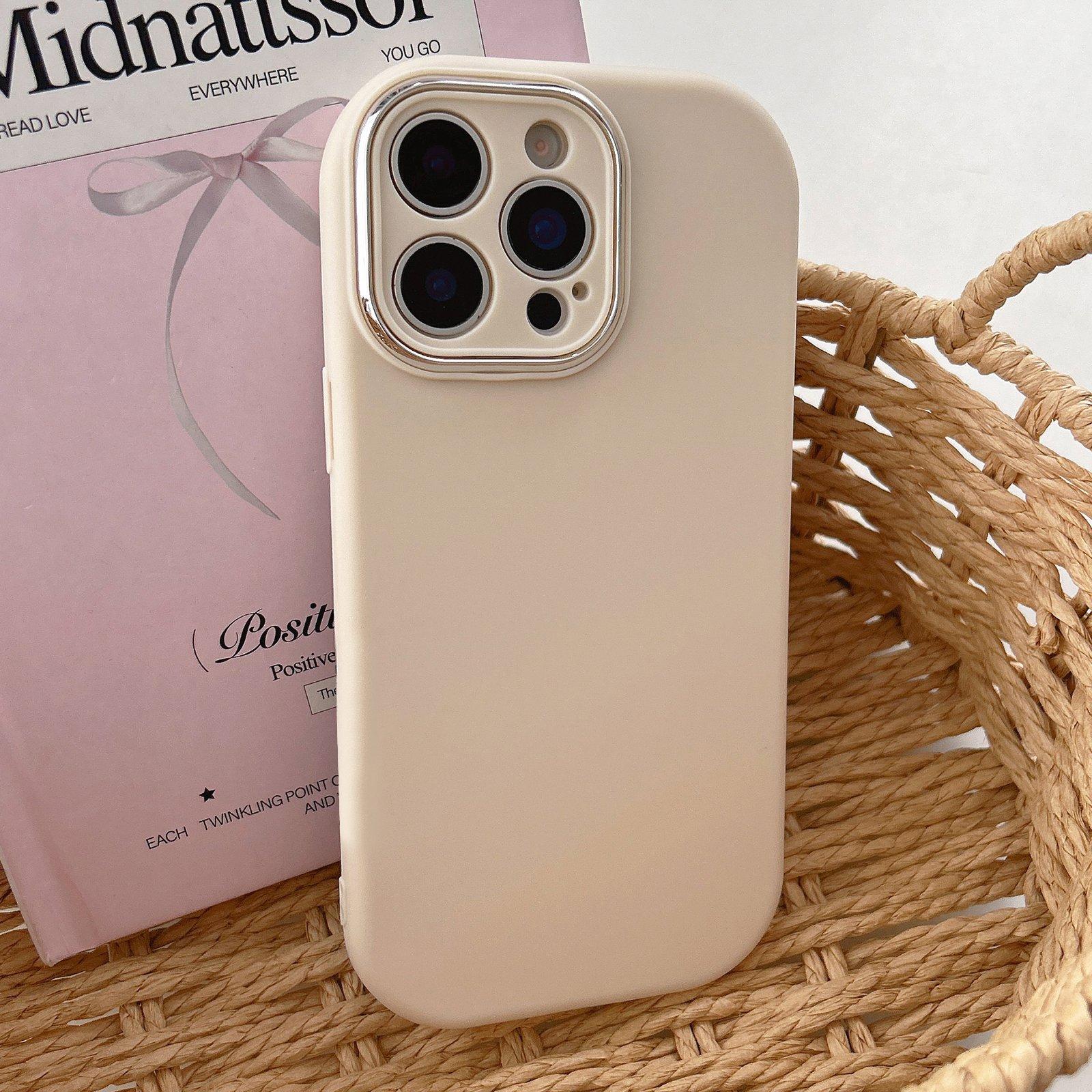 For iPhone 13 Pro Max Fat Dun Solid Color Metal Photo Frame TPU Phone Case(Khaki) - Shopkiz.com