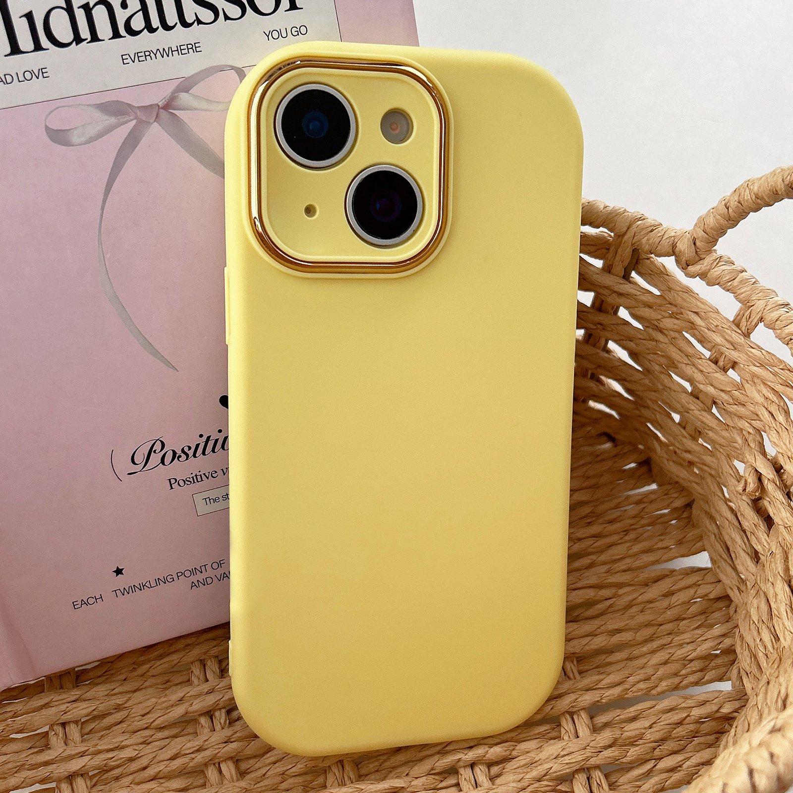 For iPhone 13 Fat Dun Solid Color Metal Photo Frame TPU Phone Case(Yellow) - Shopkiz.com