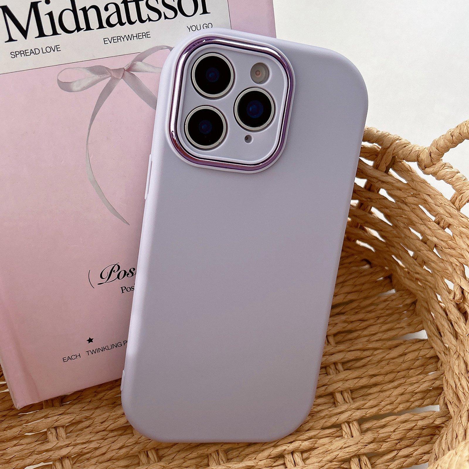 For iPhone 11 Pro Max Fat Dun Solid Color Metal Photo Frame TPU Phone Case(Purple) - Shopkiz.com