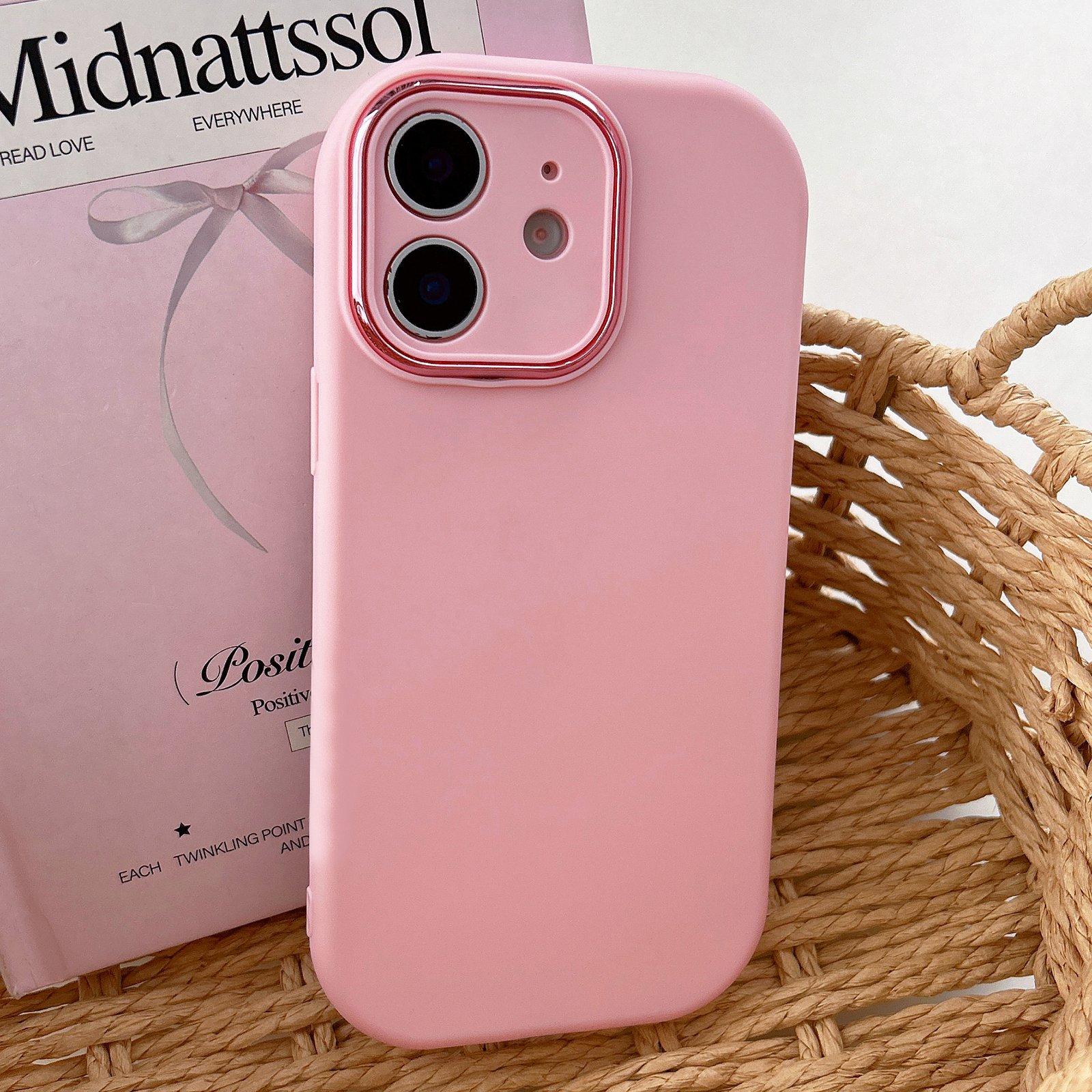 For iPhone 11 Fat Dun Solid Color Metal Photo Frame TPU Phone Case(Pink) - Shopkiz.com