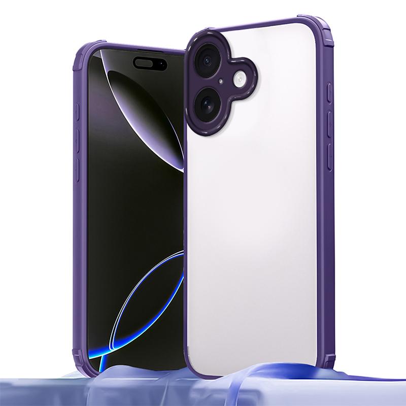 For iPhone 17 Four Corners Shield Shockproof TPU Hybrid PC Phone Case(Purple) - Shopkiz.com