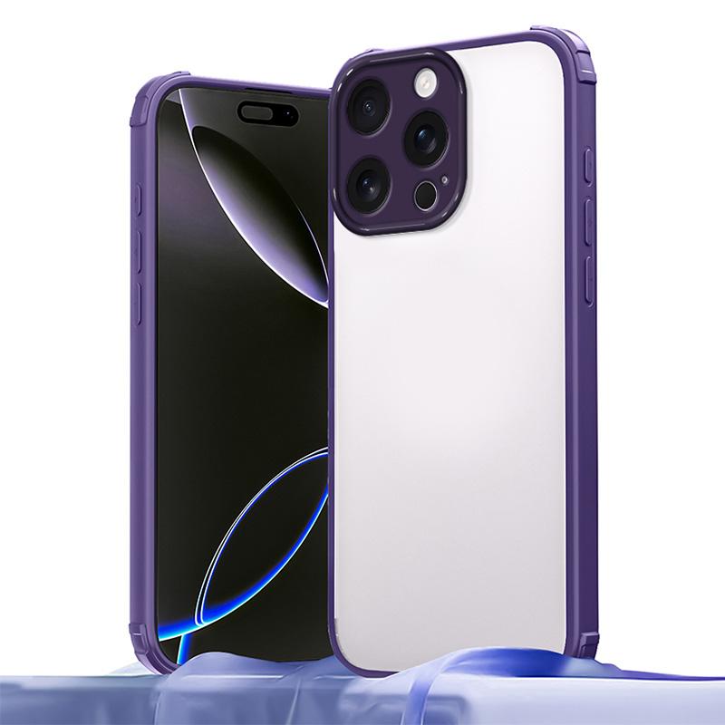 For iPhone 16 Pro Max Four Corners Shield Shockproof TPU Hybrid PC Phone Case(Purple) - Shopkiz.com