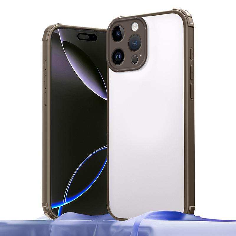 For iPhone 12 Pro Max Four Corners Shield Shockproof TPU Hybrid PC Phone Case(Brown) - Shopkiz.com