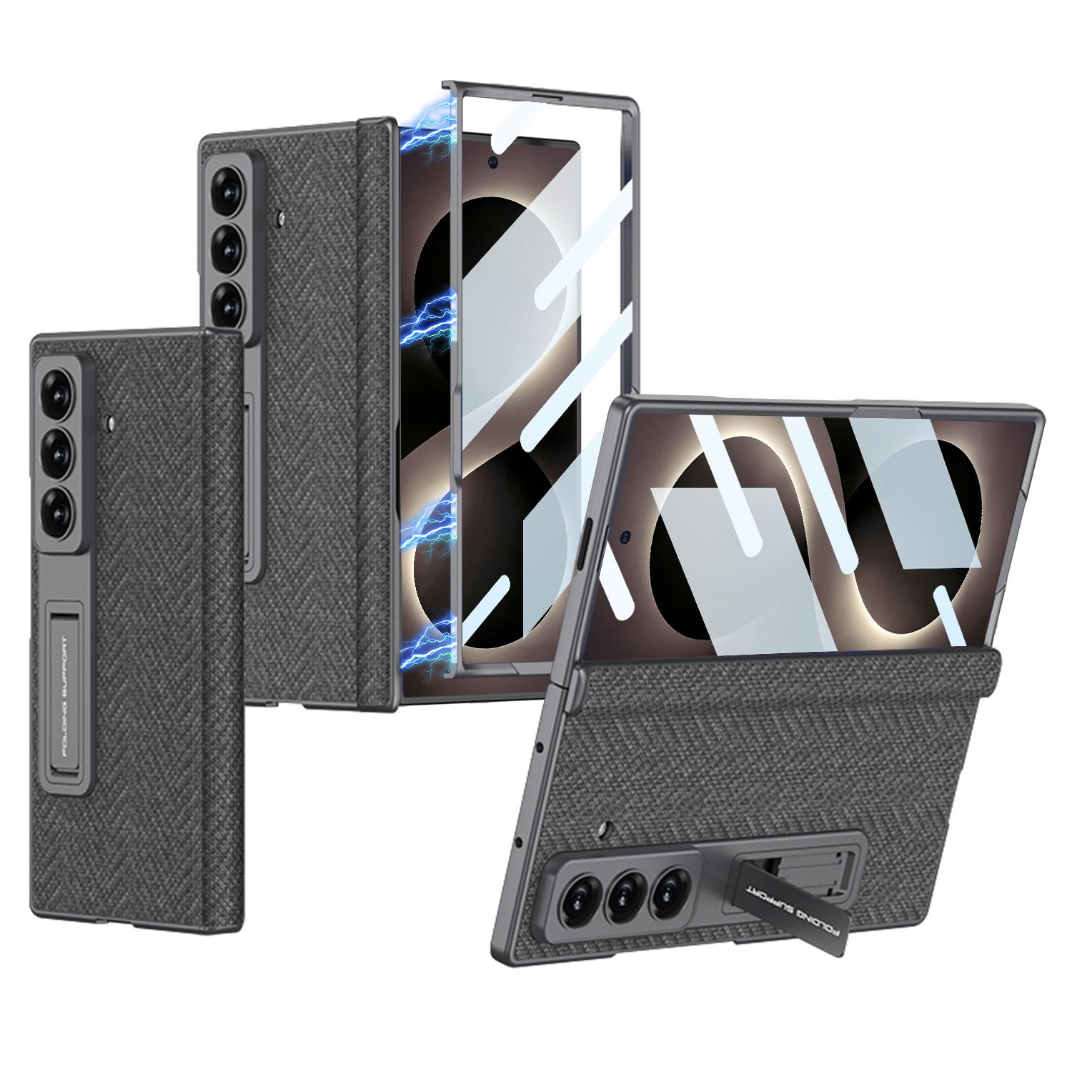 For Galaxy Z Fold8 Ultra 5G GKK Integrated Magnetic Folding Plain Leather Hinge Phone Case(Grey) - Shopkiz.com