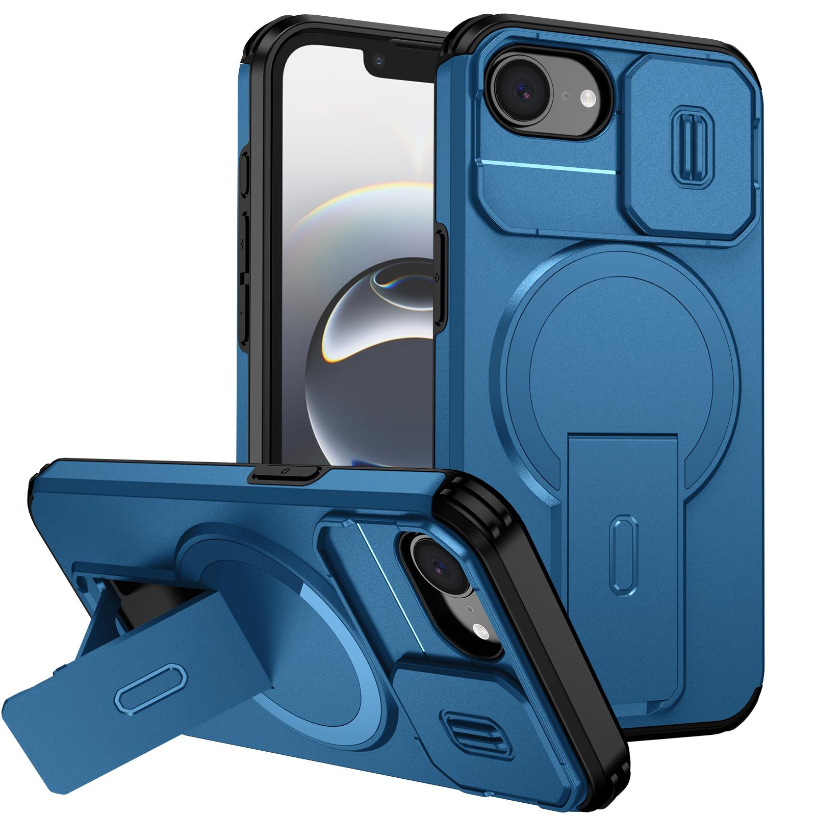 For iPhone 17e / 16e Sliding Camshield MagSafe Holder Phone Case(Blue) - Shopkiz.com