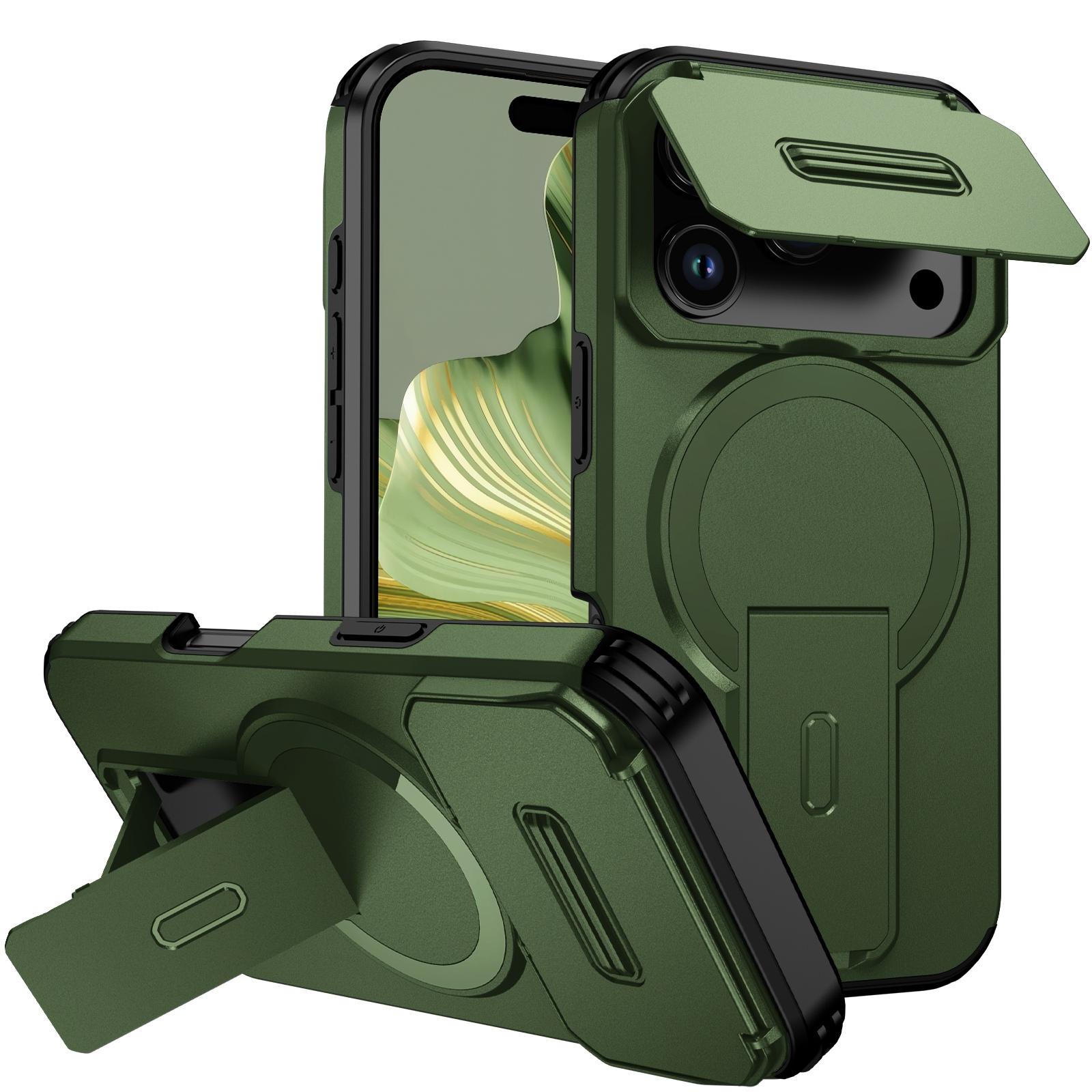 For iPhone 18 Pro Sliding Camshield MagSafe Holder Phone Case(Green) - Shopkiz.com