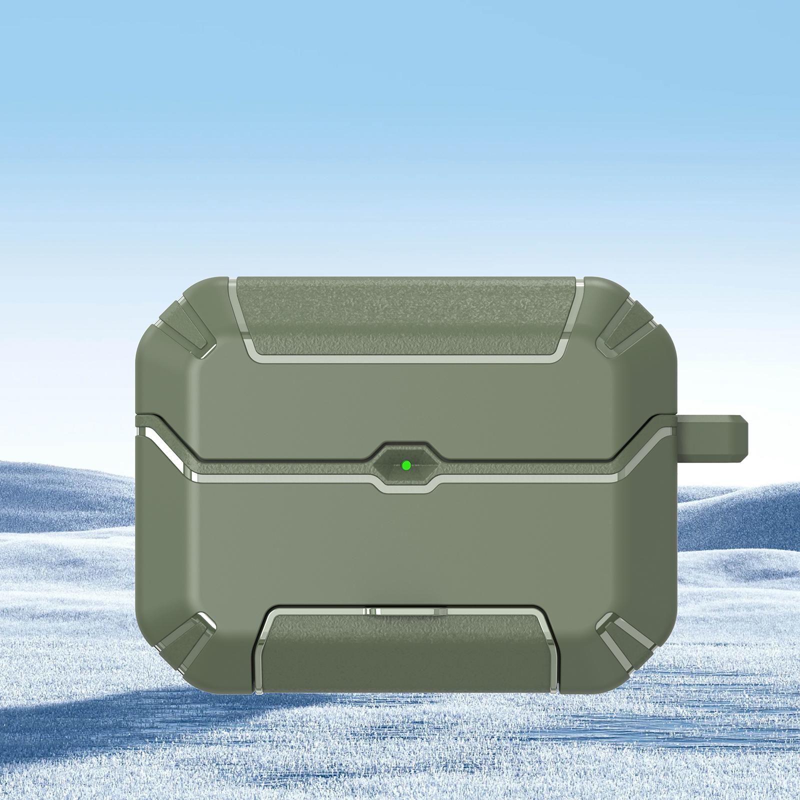 For AirPods Pro 3 Wireless Earphones Protective Case with Hook & Holder(Green) - Shopkiz.com