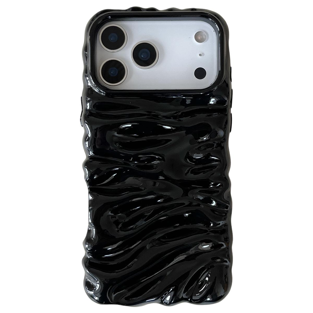 For iPhone 17 Pro Max Cream Texture Electroplating TPU Full Coverage Phone Case(Black) - Shopkiz.com