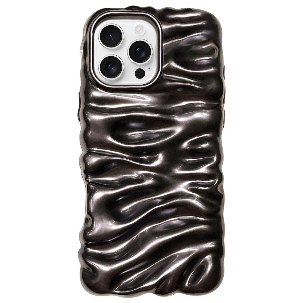 For iPhone 16 Pro Cream Texture Electroplating TPU Full Coverage Phone Case(Matte Black) - Shopkiz.com