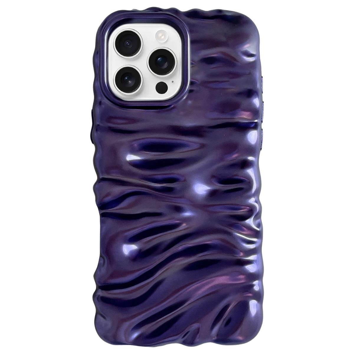 For iPhone 16 Pro Cream Texture Electroplating TPU Full Coverage Phone Case(Matte Purple) - Shopkiz.com