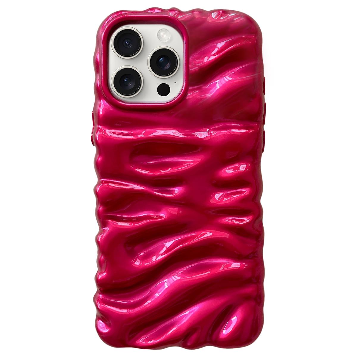 For iPhone 15 Pro Max Cream Texture Electroplating TPU Full Coverage Phone Case(Rose Red) - Shopkiz.com