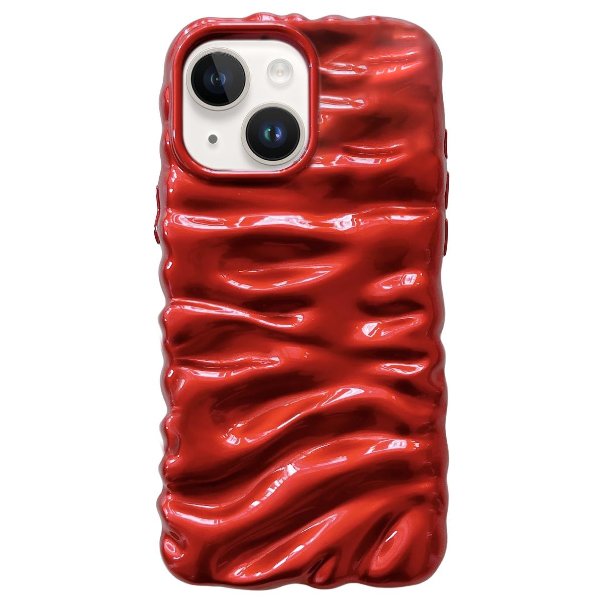 For iPhone 15 Plus Cream Texture Electroplating TPU Full Coverage Phone Case(Red) - Shopkiz.com