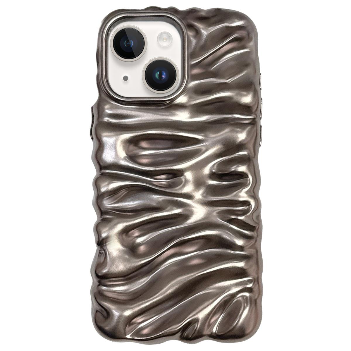 For iPhone 15 Cream Texture Electroplating TPU Full Coverage Phone Case(Matte Brown) - Shopkiz.com
