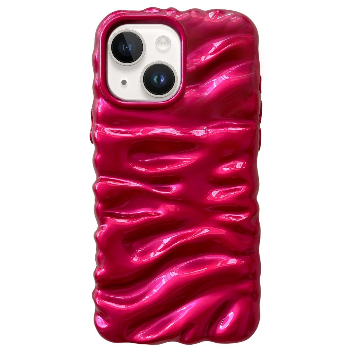 For iPhone 15 Cream Texture Electroplating TPU Full Coverage Phone Case(Rose Red) - Shopkiz.com