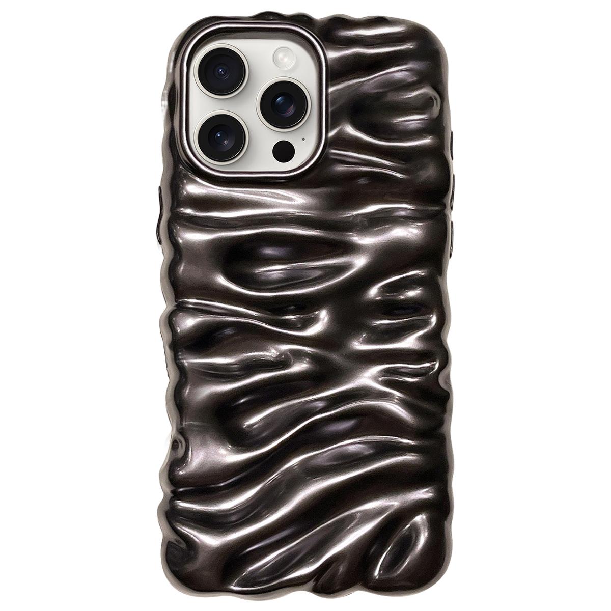 For iPhone 14 Pro Max Cream Texture Electroplating TPU Full Coverage Phone Case(Matte Black) - Shopkiz.com