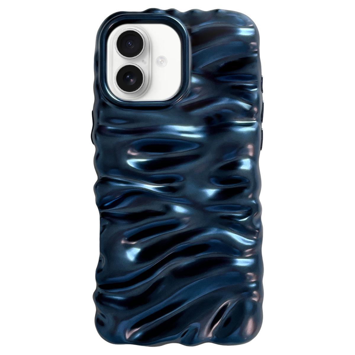 For iPhone 18 Cream Texture Electroplating TPU Full Coverage Phone Case(Matte Blue) - Shopkiz.com