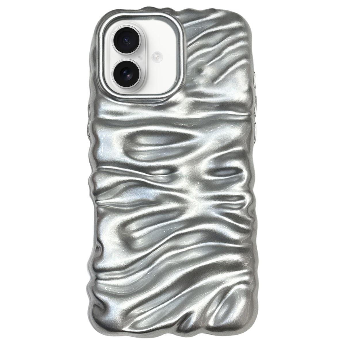 For iPhone 18 Cream Texture Electroplating TPU Full Coverage Phone Case(Silver) - Shopkiz.com