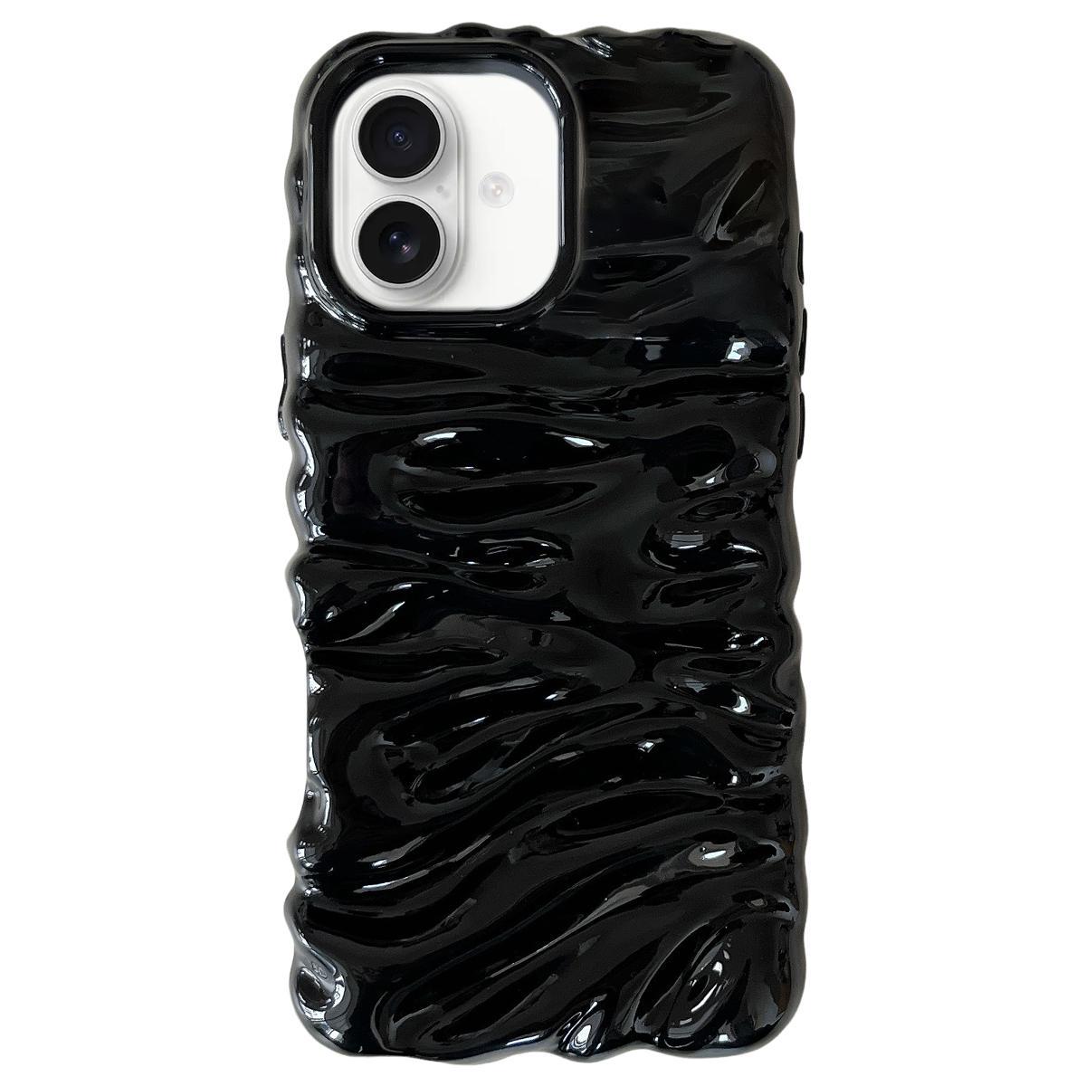 For iPhone 18 Cream Texture Electroplating TPU Full Coverage Phone Case(Black) - Shopkiz.com