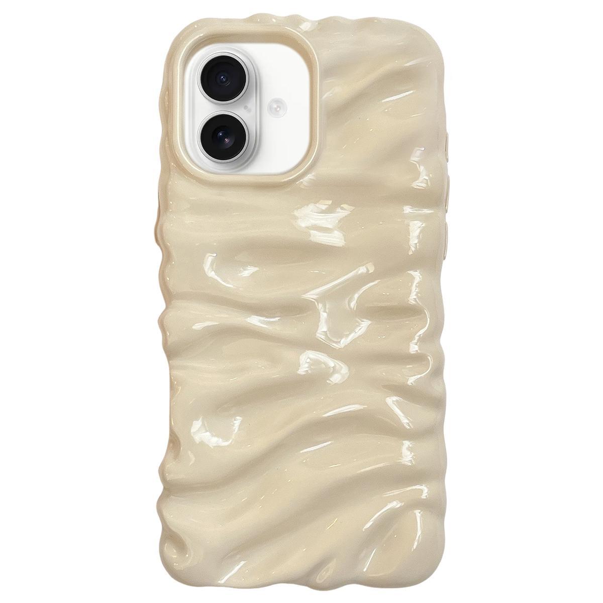 For iPhone 18 Cream Texture Electroplating TPU Full Coverage Phone Case(Beige) - Shopkiz.com