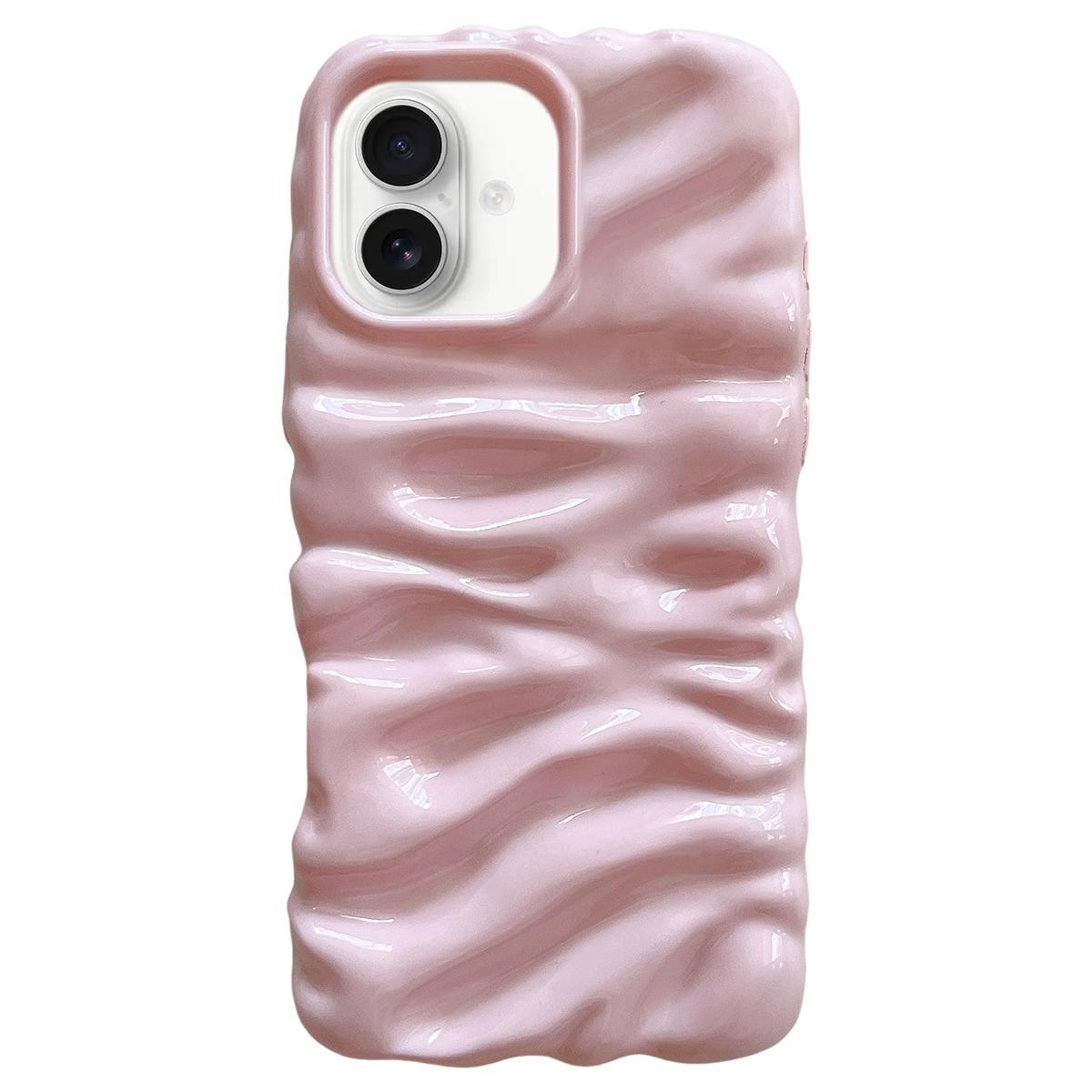 For iPhone 18 Cream Texture Electroplating TPU Full Coverage Phone Case(Pink) - Shopkiz.com