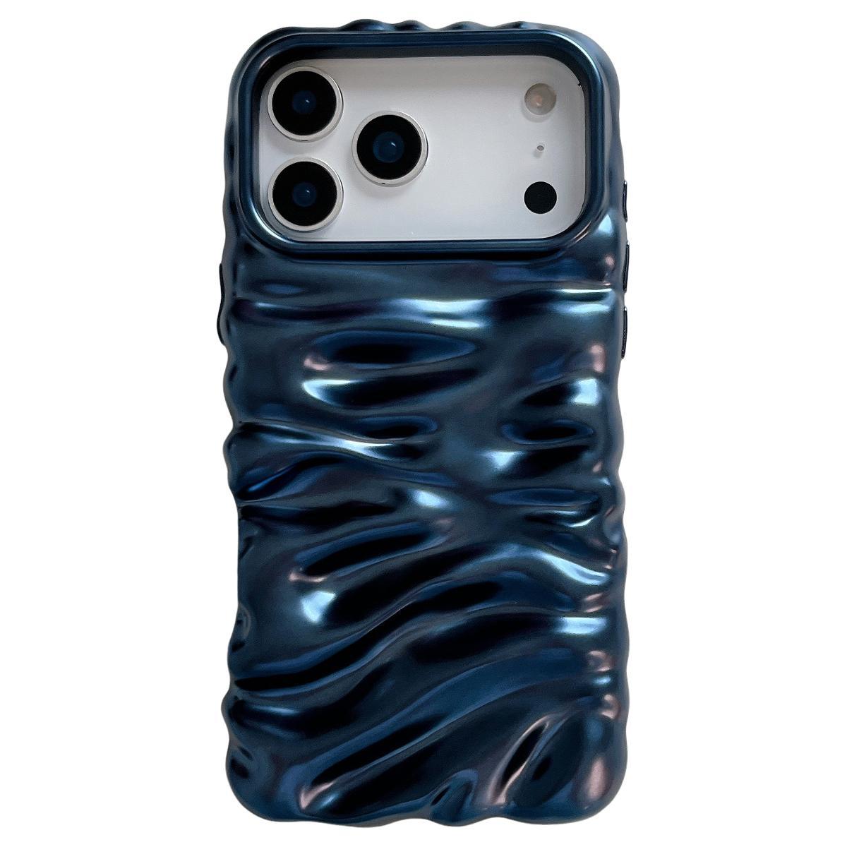 For iPhone 18 Pro Cream Texture Electroplating TPU Full Coverage Phone Case(Matte Blue) - Shopkiz.com