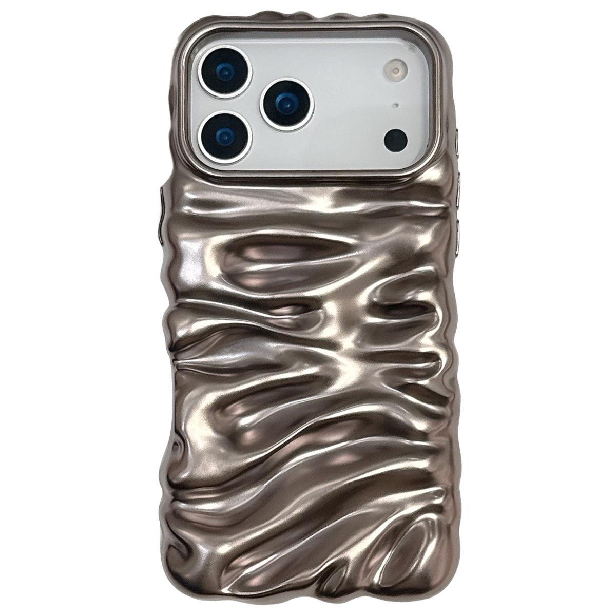 For iPhone 18 Pro Cream Texture Electroplating TPU Full Coverage Phone Case(Matte Brown) - Shopkiz.com