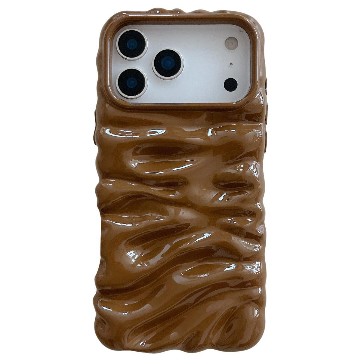 For iPhone 18 Pro Cream Texture Electroplating TPU Full Coverage Phone Case(Caramel) - Shopkiz.com
