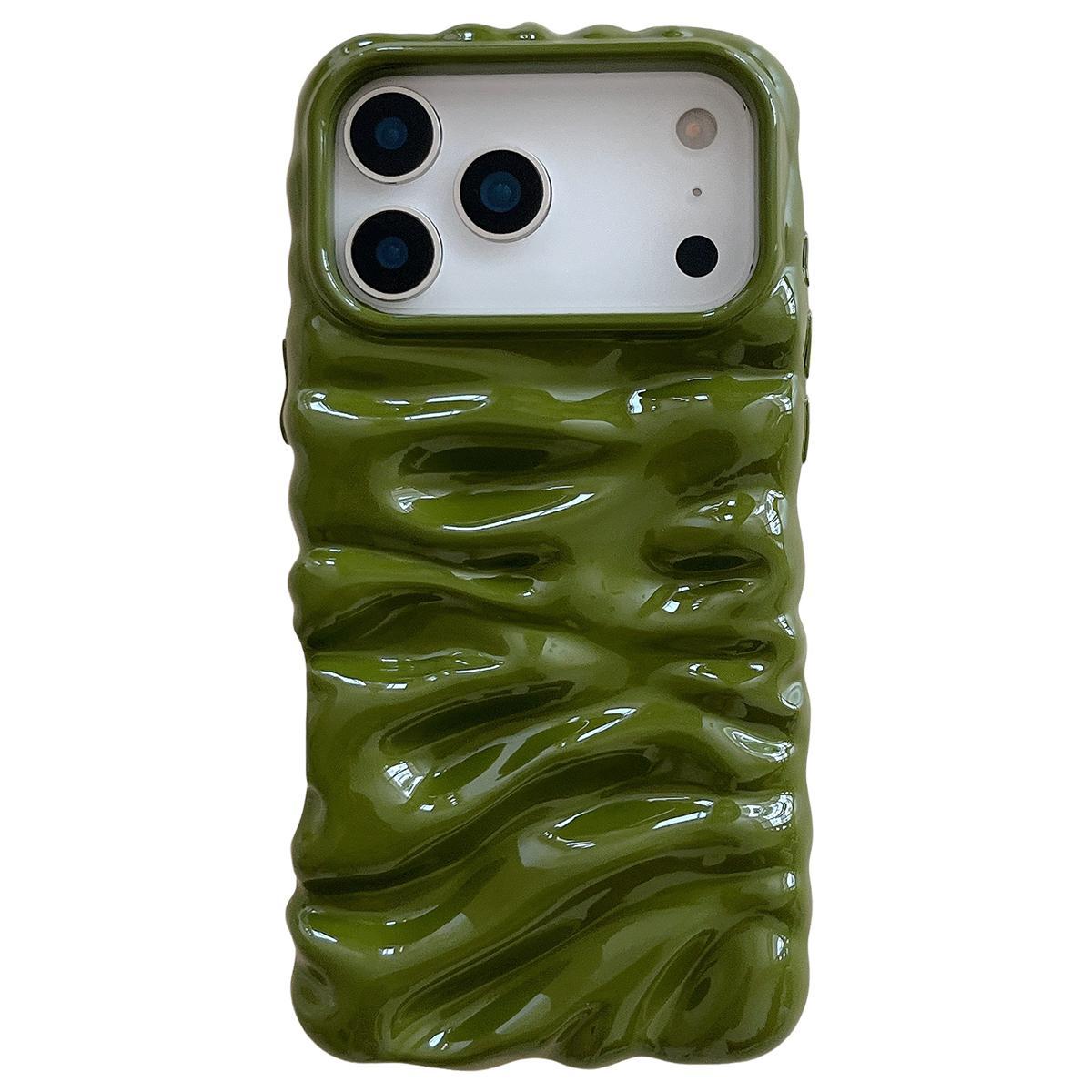 For iPhone 18 Pro Cream Texture Electroplating TPU Full Coverage Phone Case(Army Green) - Shopkiz.com