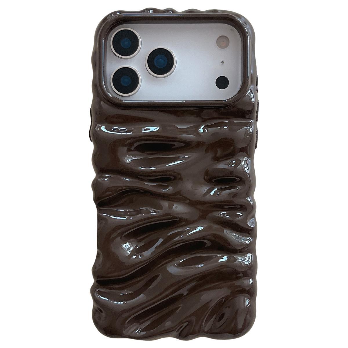 For iPhone 18 Pro Cream Texture Electroplating TPU Full Coverage Phone Case(Chocolate) - Shopkiz.com