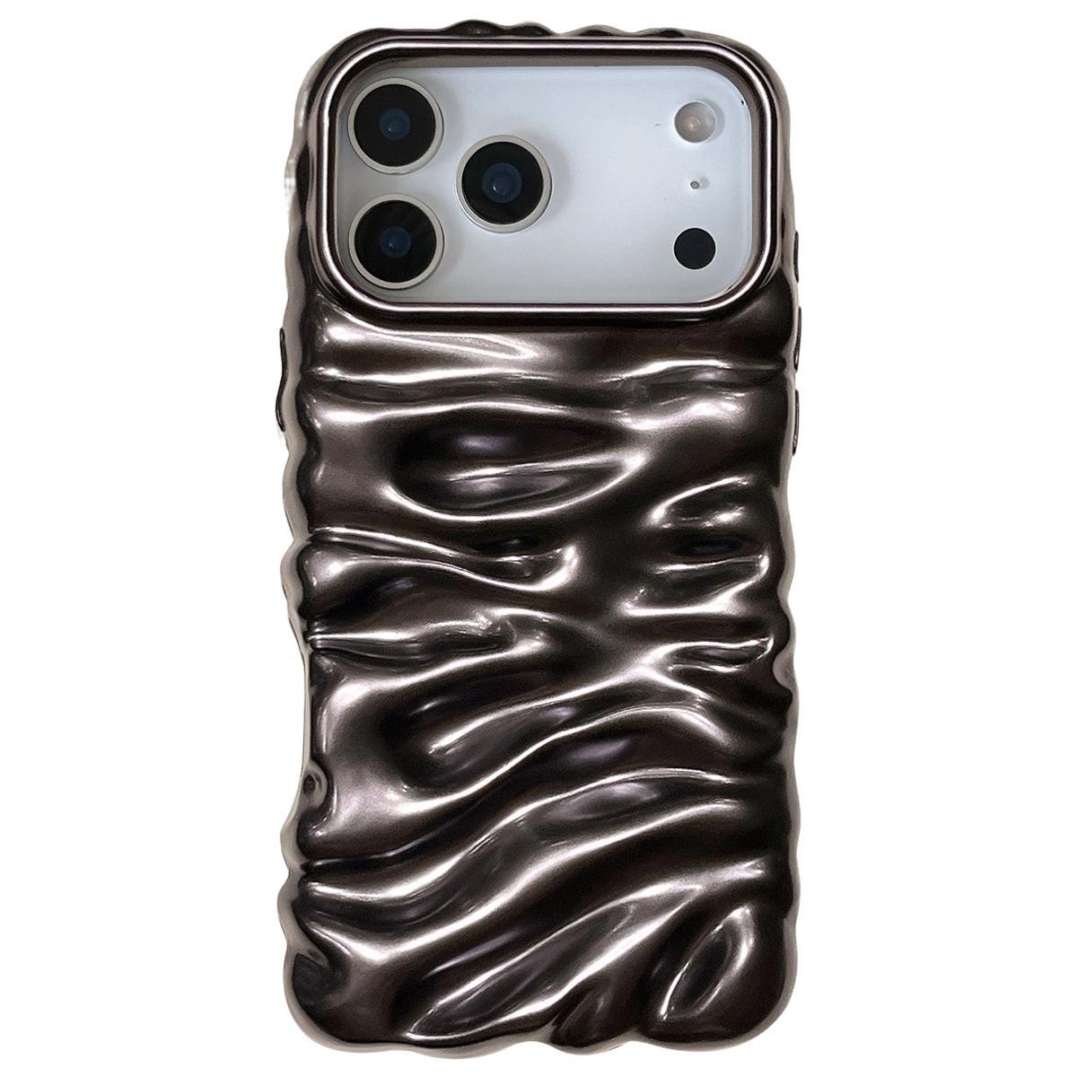 For iPhone 18 Pro Max Cream Texture Electroplating TPU Full Coverage Phone Case(Matte Black) - Shopkiz.com