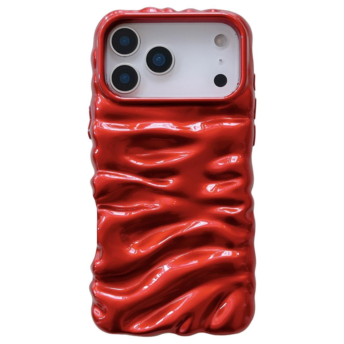 For iPhone 18 Pro Max Cream Texture Electroplating TPU Full Coverage Phone Case(Red) - Shopkiz.com